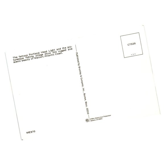 Greetings From Coast Maine Scenic Lighthouse & Village Postcard Vintage Unused - Picture 2 of 2